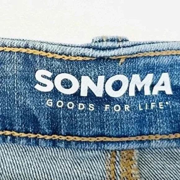 NWT SONOMA Women High Rise Blue Rolled Cuff Distressed Blue Jean Shorts Size 24W - Picture 4 of 4